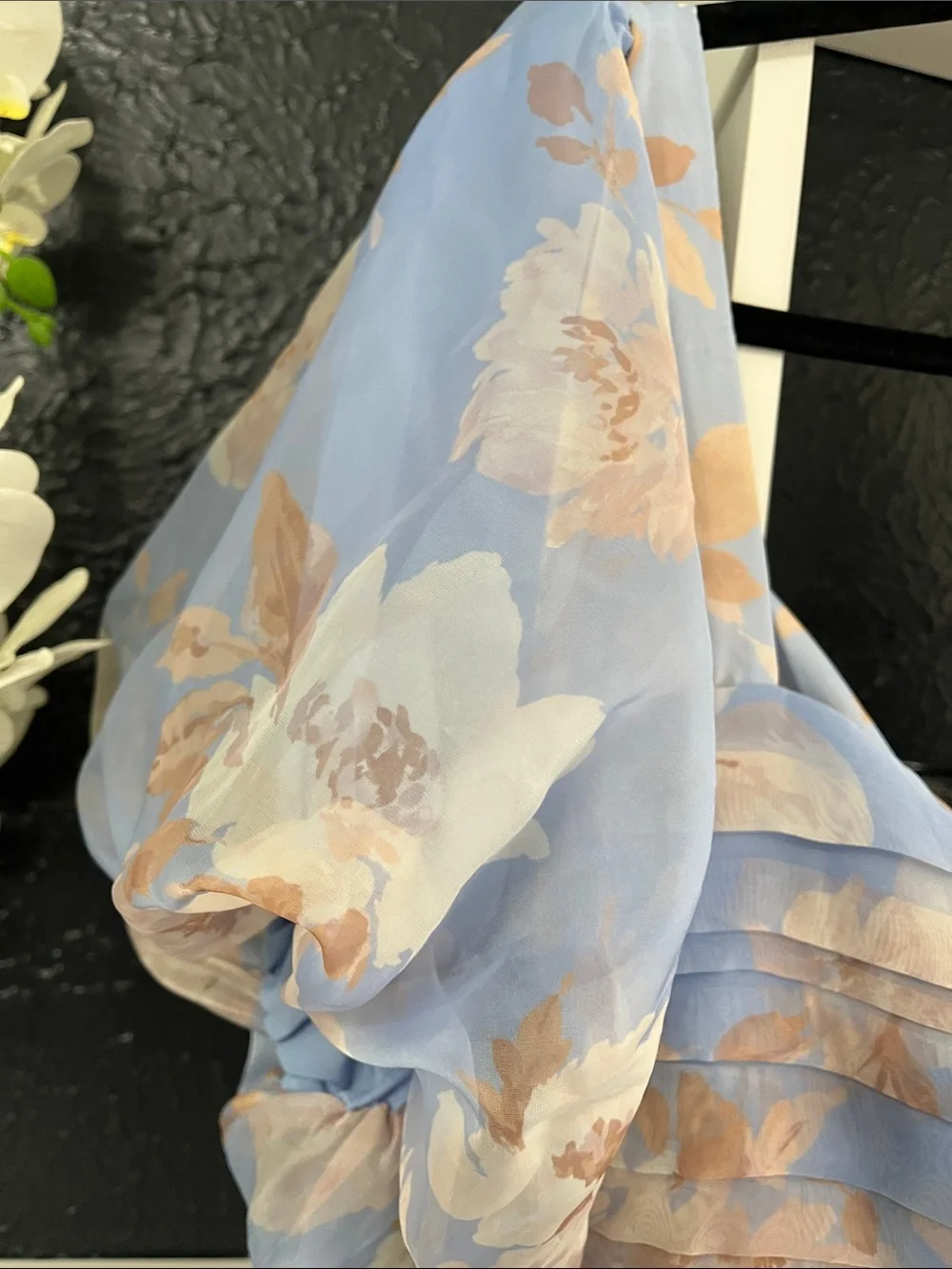 Abercrombie & Fitch Emerson Organza Light Blue Floral Maxi Dress